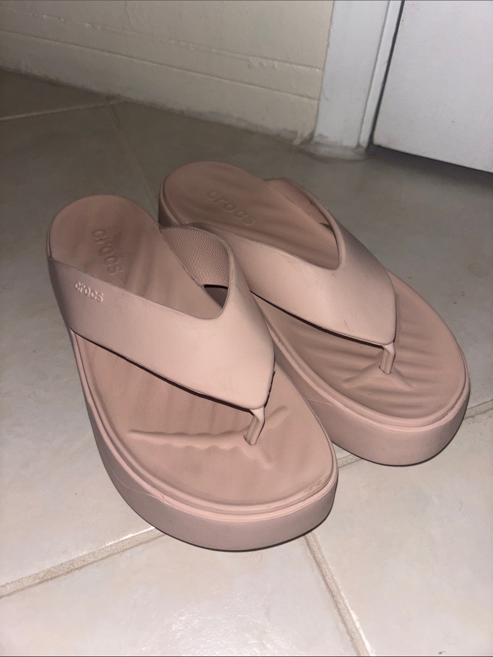 CROCS Women’s Platform Flip Sandal in Blush Pink